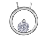 10K White Gold .075ct Diamond Circle Pendant on Chain