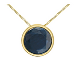 10K Yellow Gold 5mm Sapphire Bezel Pendant on a Chain