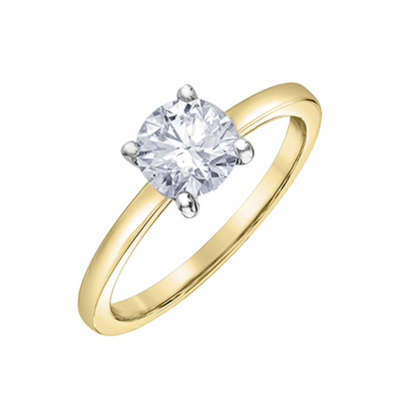 14K Yellow & White Gold 1.01ct Round Brilliant Canadian Diamond Solitaire Ring