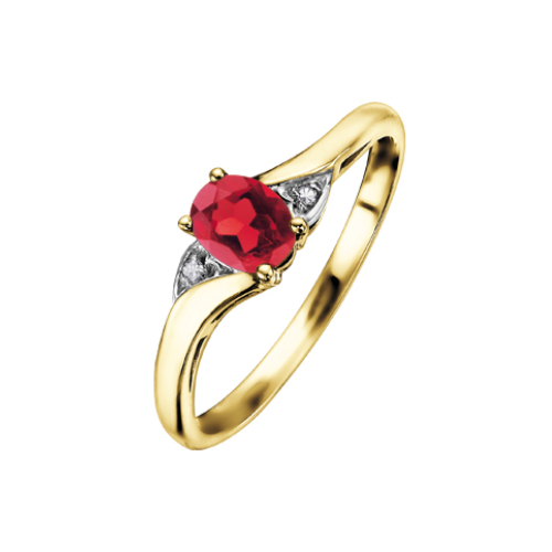 10K Yellow Gold .01ctw Diamond and Ruby Ring