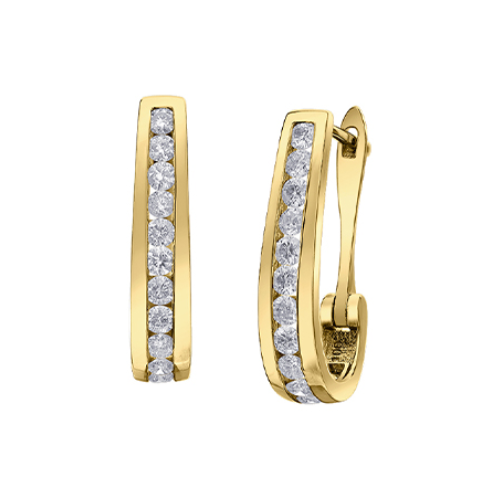10K Yellow Gold 1.00ctw Diamond Leverback Earrings