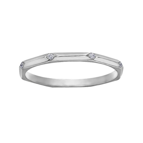 10K White Gold .025ctw Diamond Chi Chi Hexagon Band