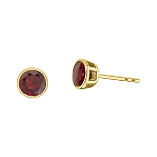 10K Yellow Gold Garnet Bezel set Studs
