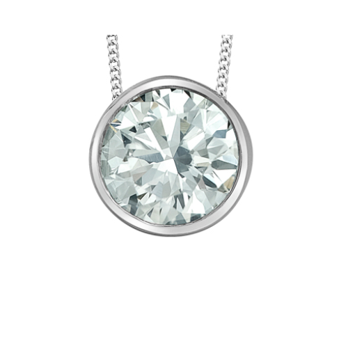 10K White Gold .50ct Round Brilliant Lab Grown Diamond Bezel Set Pendant on Chain