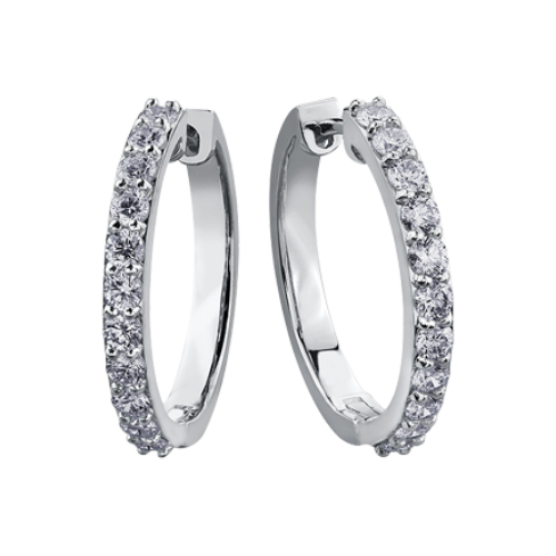 10K White Gold 1.00ctw Diamond Envy Hoops