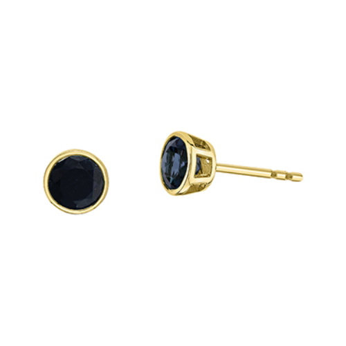 10K Yellow Gold Sapphire Bezel Set Studs