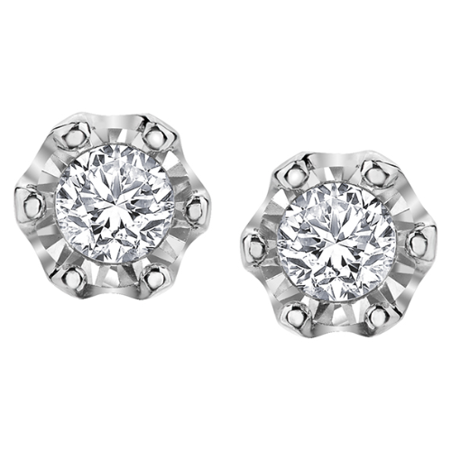 10K White Gold Illusion .08ctw Diamond Studs
