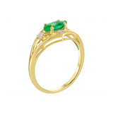 10K Yellow Gold Marquise Emerald & .043ctw Canadian Diamond Ring