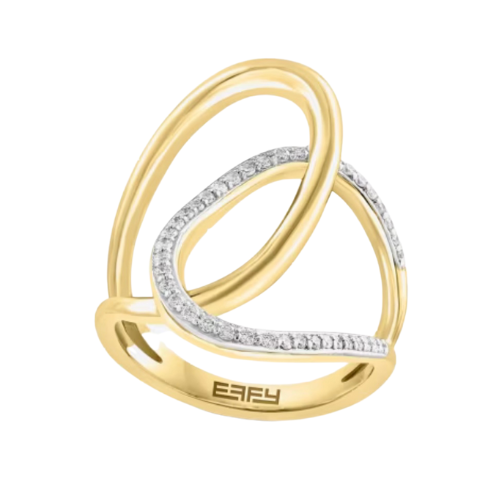 14K Yellow Gold .25ctw Diamond Interlocking Ring