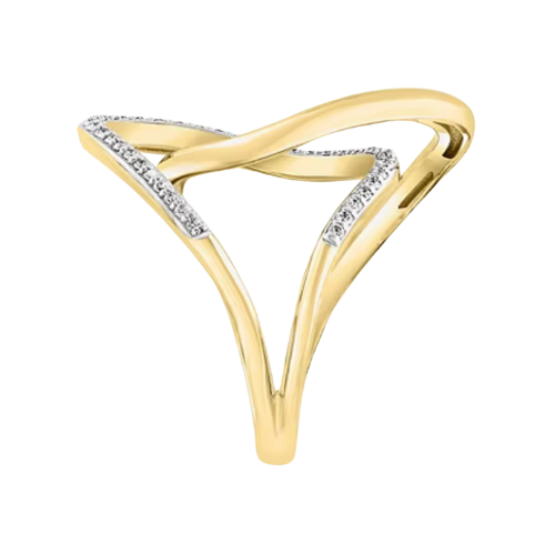 14K Yellow Gold .25ctw Diamond Interlocking Ring