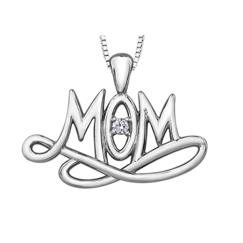 Sterling Silver .02ct Canadian Diamond Mom Pendant on Chain