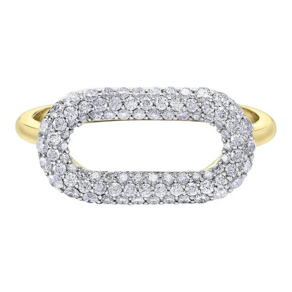 10K Yellow Gold Diamond Paperclip Ring