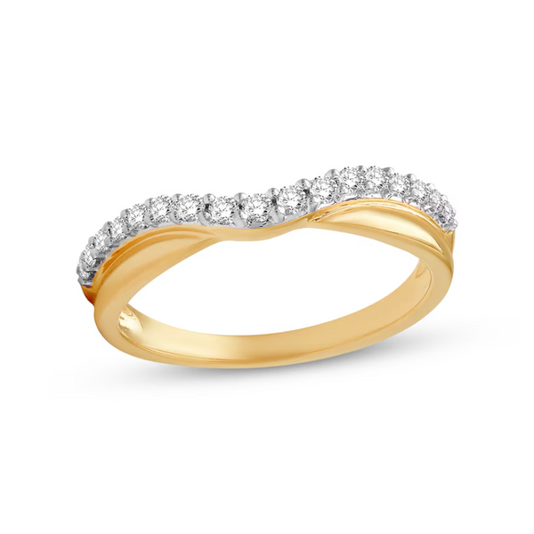 14K Yellow & White Gold .25ctw Diamond Contour Band