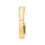 14K Yellow Gold .09ctw Diamond & Pear-shaped Green Sapphire Halo Pendant
