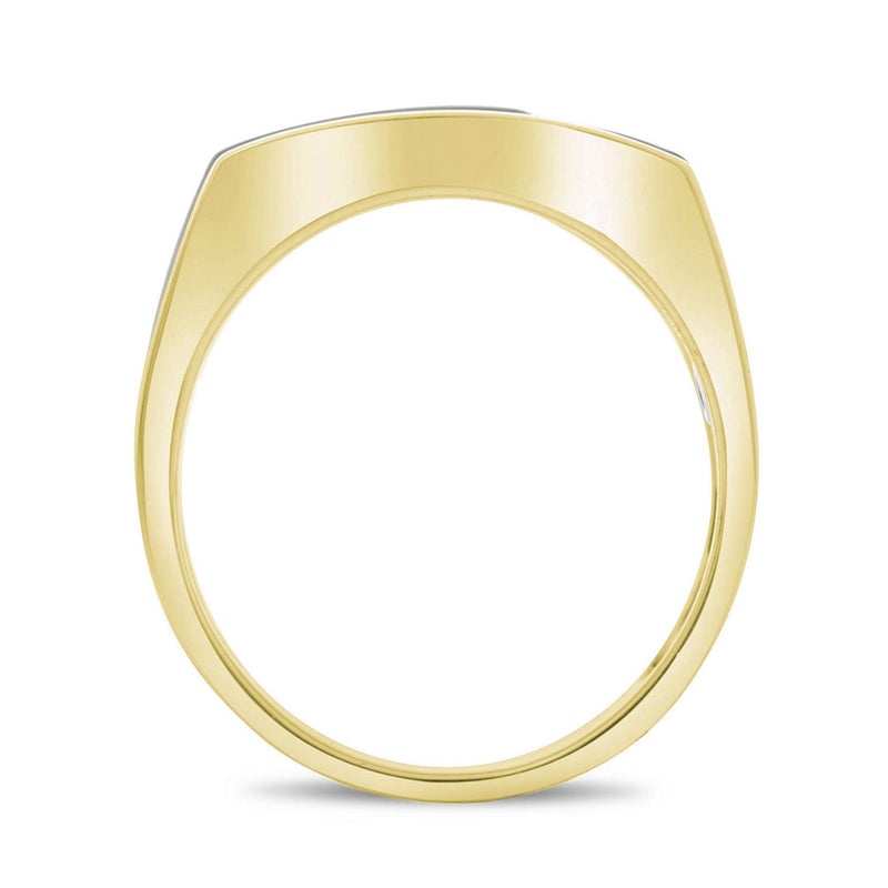 14K Yellow and White Gold .18ctw Diamond Large Ring