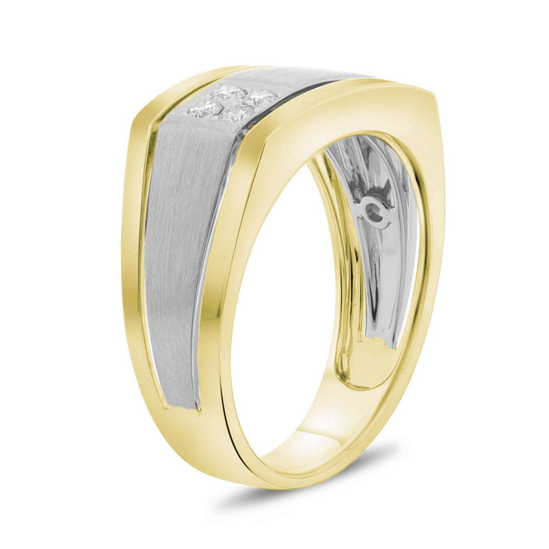 14K Yellow and White Gold .18ctw Diamond Large Ring