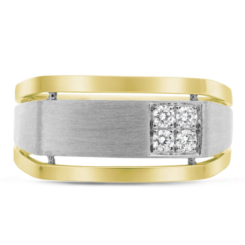 14K Yellow and White Gold .18ctw Diamond Large Ring