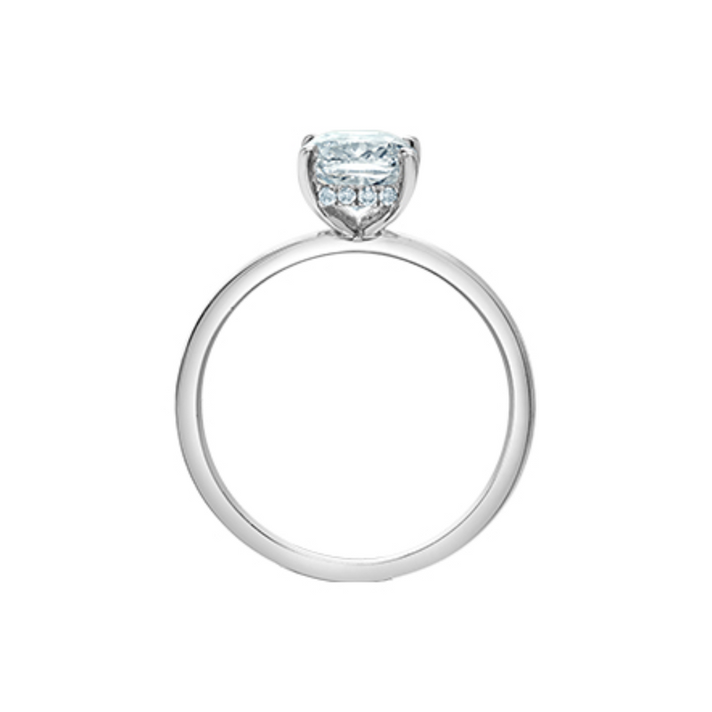 14K White Gold 1.66ctw Cushion Lab Grown Diamond Solitaire with Hidden Halo