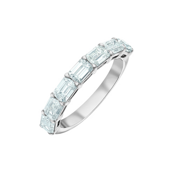 14K White Gold 2.10ctw Emerald Cut Lab Grown Diamond Band