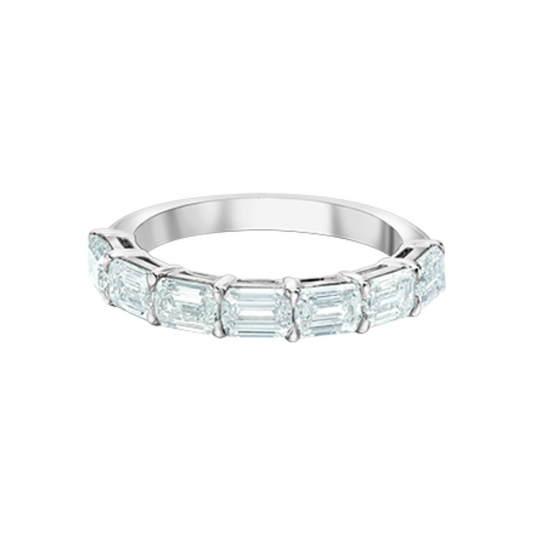 14K White Gold 2.10ctw Emerald Cut Lab Grown Diamond Band