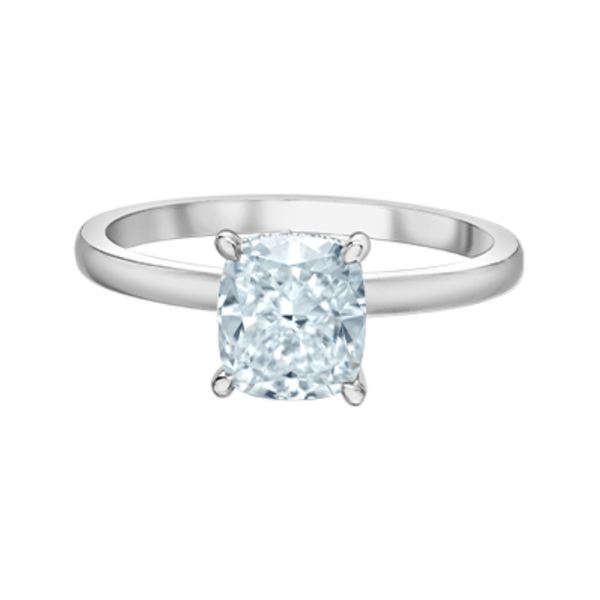 14K White Gold 1.66ctw Cushion Lab Grown Diamond Solitaire with Hidden Halo