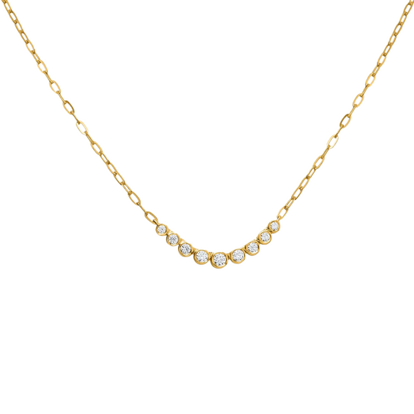 14K Yellow Gold 16/17/18" .25ctw Diamond Bezel set Paperclip Link Necklace