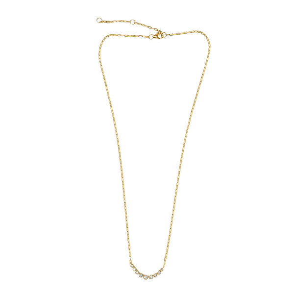 14K Yellow Gold 16/17/18" .25ctw Diamond Bezel set Paperclip Link Necklace