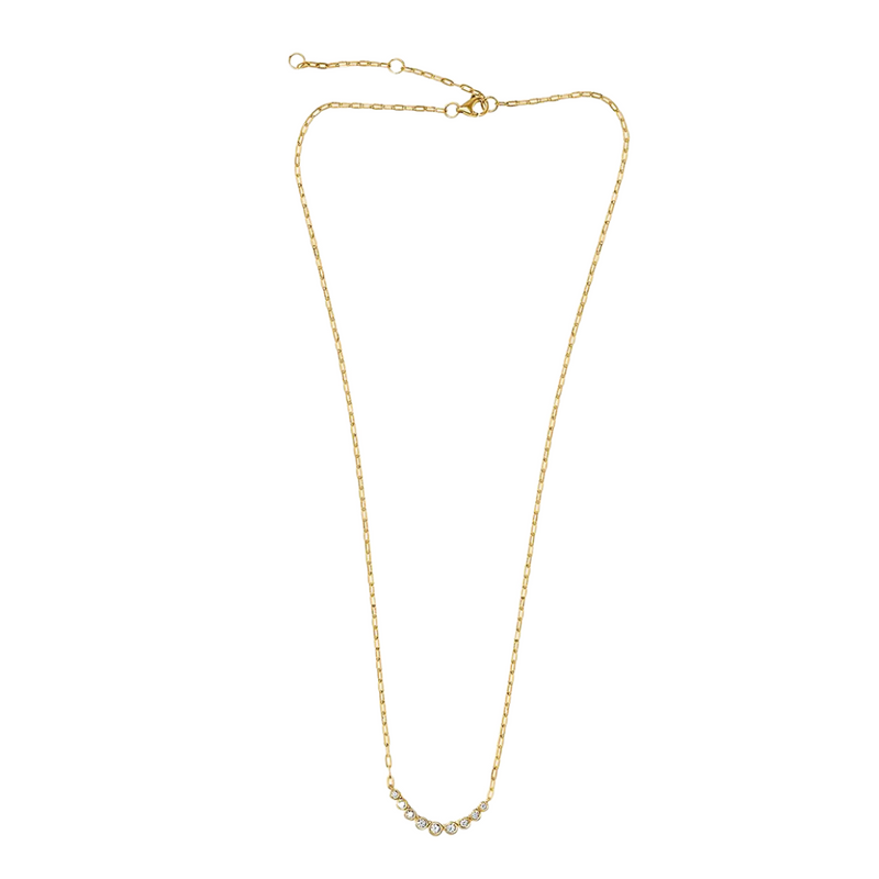 14K Yellow Gold 16/17/18" .25ctw Diamond Bezel set Paperclip Link Necklace