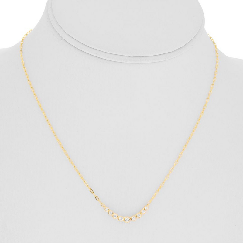 14K Yellow Gold 16/17/18" .25ctw Diamond Bezel set Paperclip Link Necklace