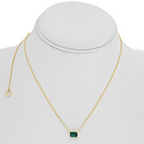 14K Yellow Gold 18" Emerald cut Pendant Necklace
