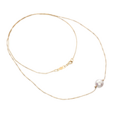 10K Yellow Gold 7mm Single Pearl Necklace
