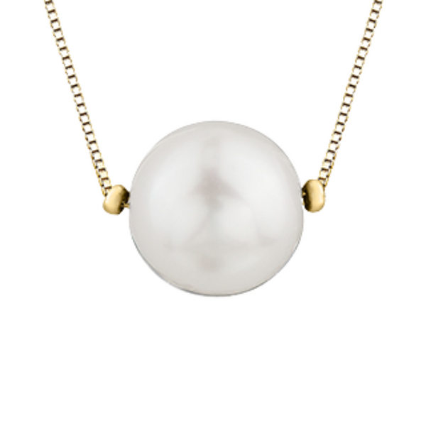 10K Yellow Gold 7mm Single Pearl Necklace