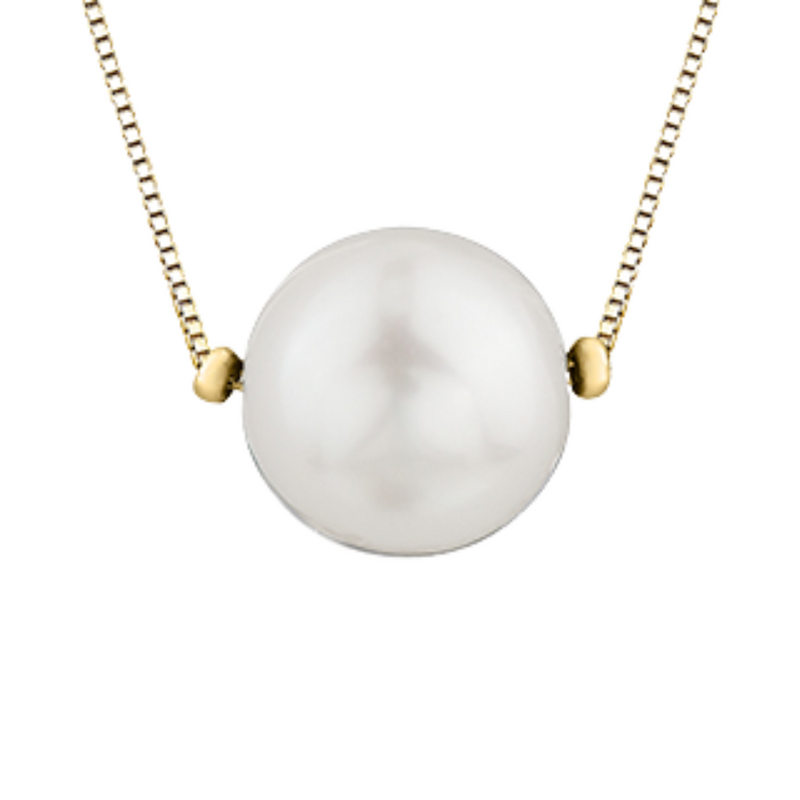 10K Yellow Gold 7mm Single Pearl Necklace