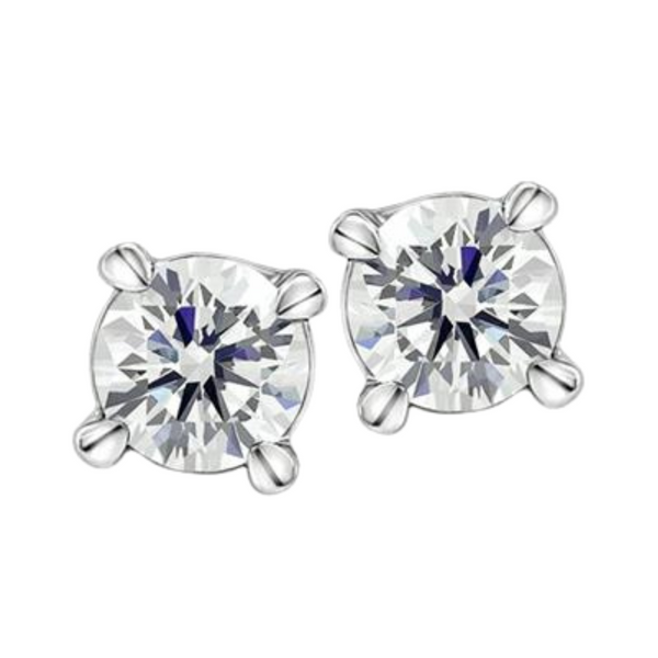 14K White Gold .20ctw Round Brilliant Canadian 4 Claw Screwback Stud Earrings