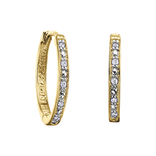 10K Yellow Gold .05ctw Diamond Hoops