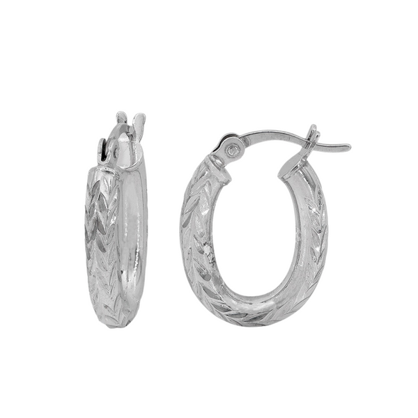 Sterling Silver Diamond Cut Hoop Earrings