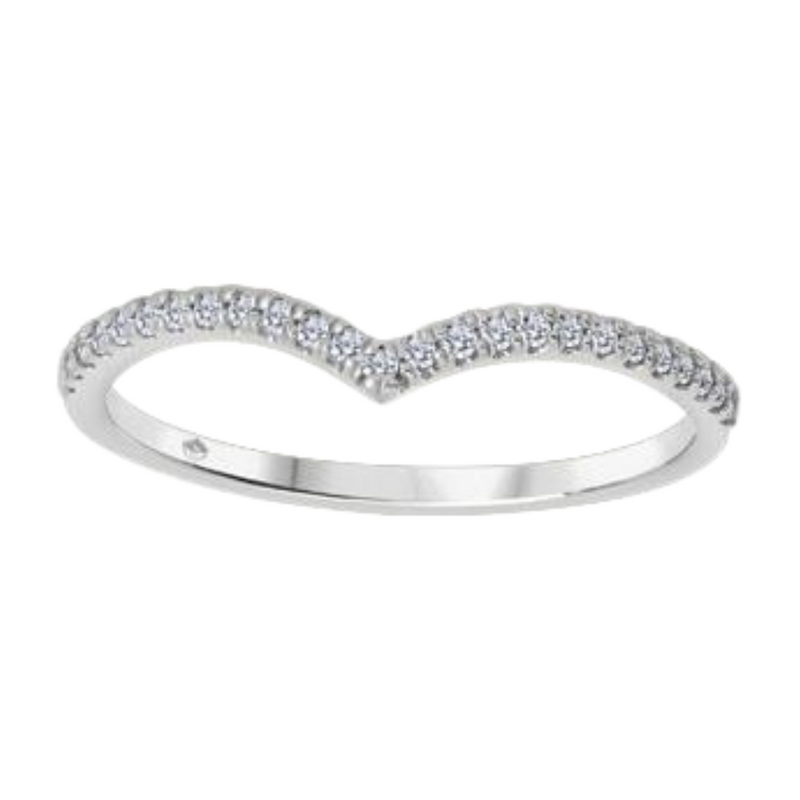 10K White Gold .125ctw Diamond Chevron Ring