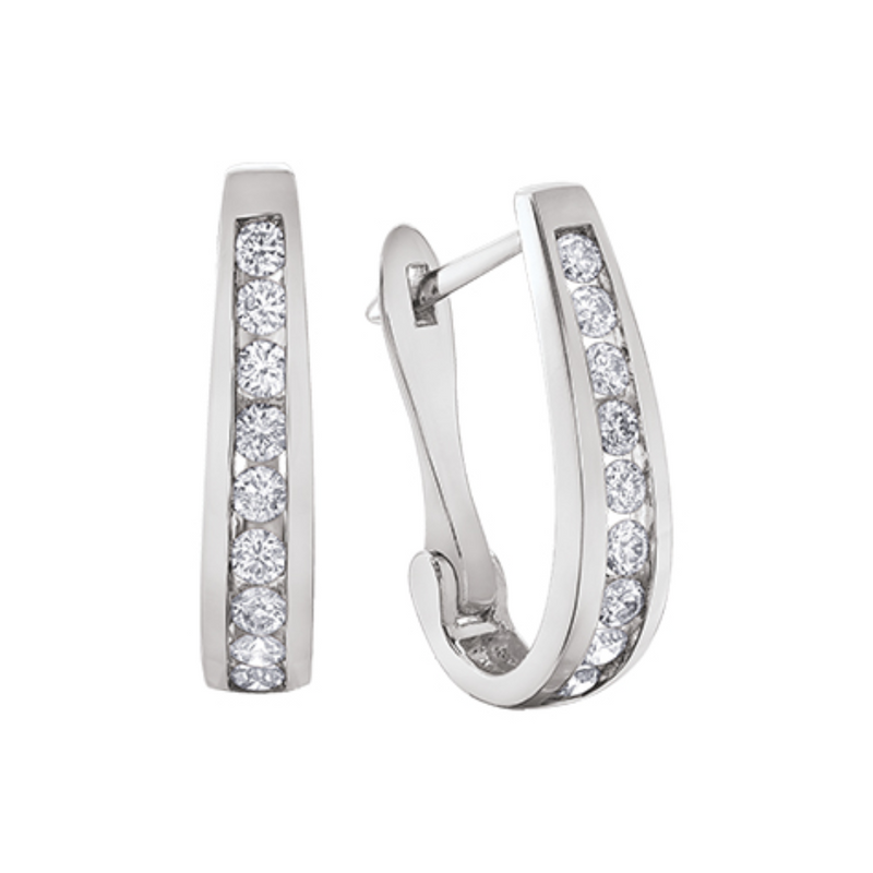 10K White Gold .50ctw Diamond Leverback Earrings