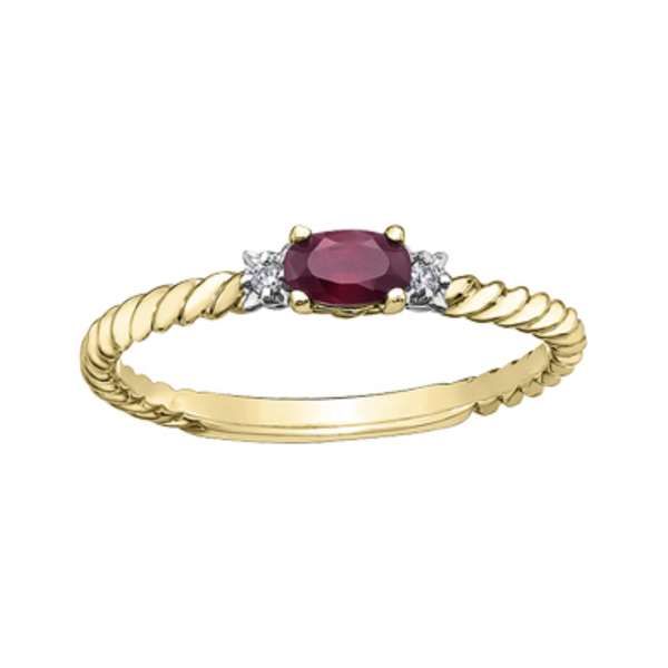 10K Yellow Gold Oval Ruby & .02ctw Diamond Ring