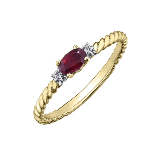10K Yellow Gold Oval Ruby & .02ctw Diamond Ring