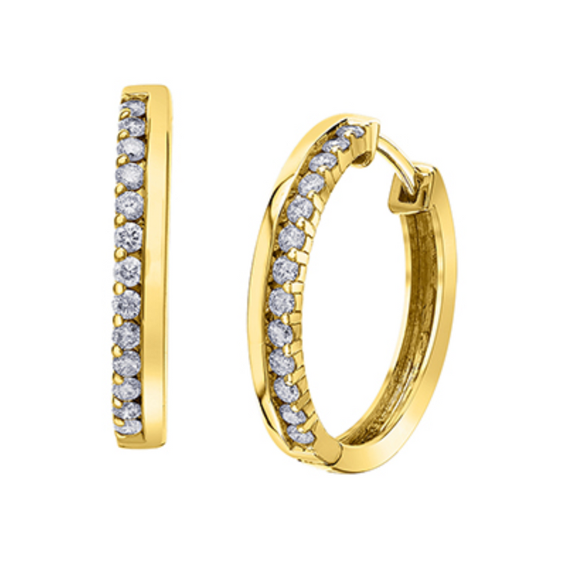 14K Yellow Gold .51ctw Diamond Hoops