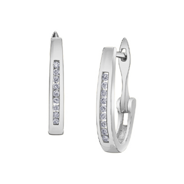 10K White Gold Diamond Leverback Earrings