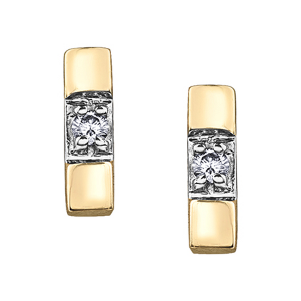 10K Yellow Gold .016ctw Diamond Bar Earrings