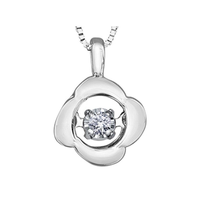 10K White Gold .02ct Diamond "Pulse" Pendant on Chain