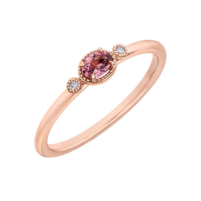 10K Rose Gold Chi Chi Pink Tourmaline & Diamond Ring
