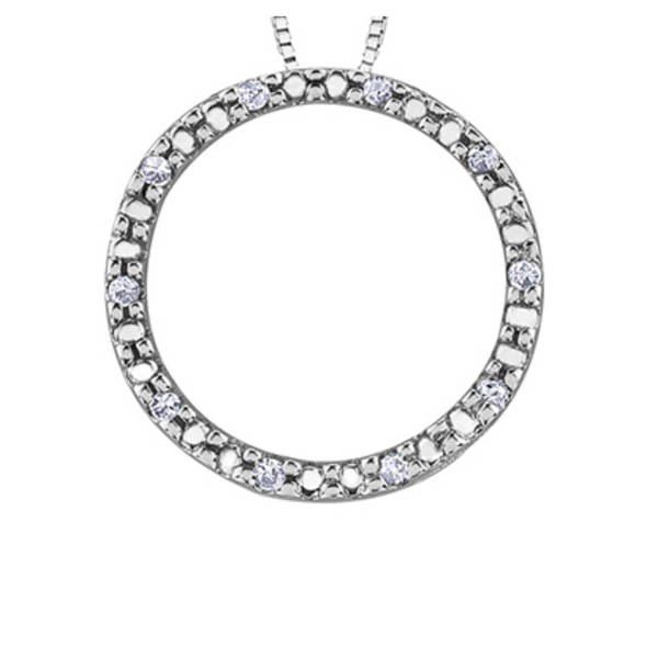 10K White Gold .05ctw Diamond Circle Pendant on Chain