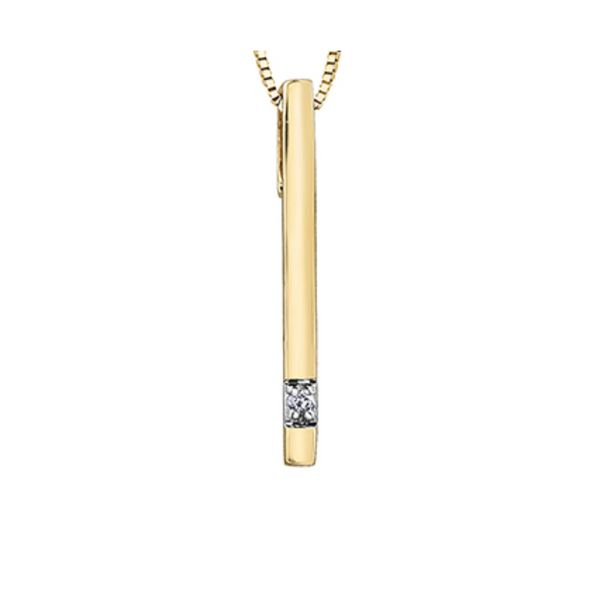 10K Yellow Gold .01ct Diamond Bar Pendant on Chain