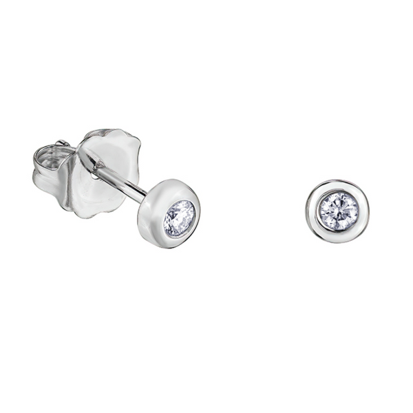 10K White Gold Bezel .08ctw Diamond Studs