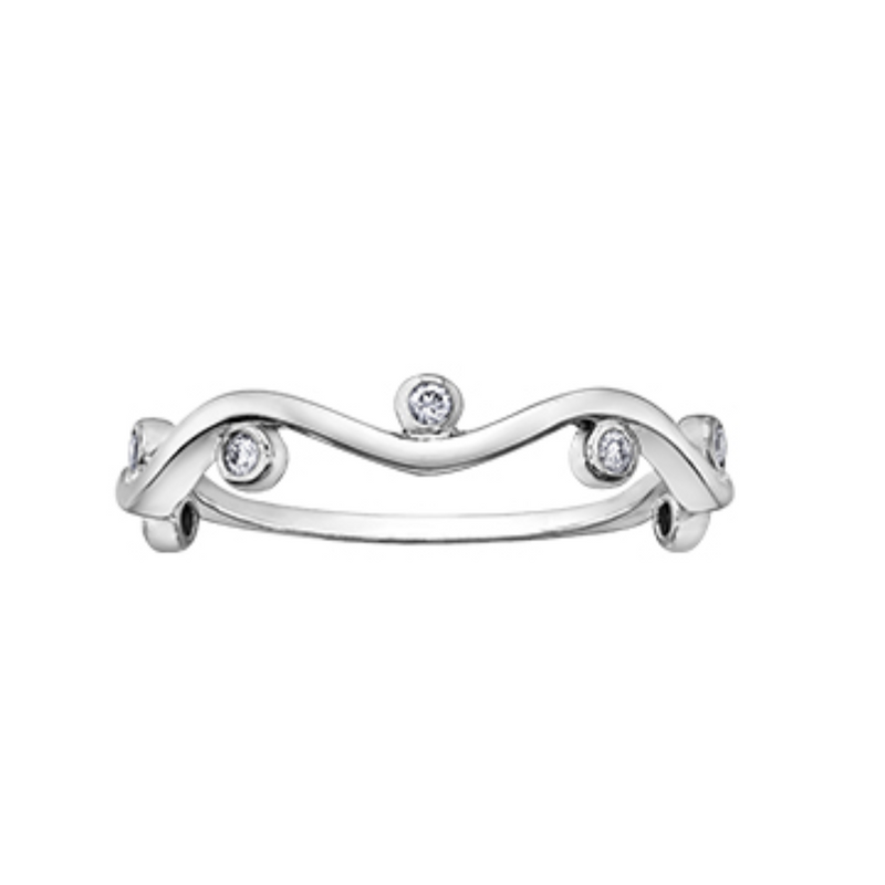 10K White Gold .08ctw Chi Chi Wavy Diamond Ring