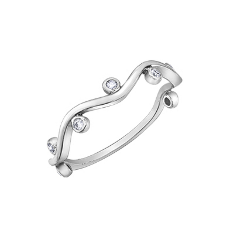 10K White Gold .08ctw Chi Chi Wavy Diamond Ring